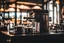 Placeholder: a photo of an Espresso Machine backlit in a café with a narrow aspect ratio