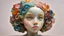 Placeholder: portrait of girl, 3D resin, Skin made from colorful vintage elements