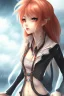 Placeholder: Stunning anime girl with striking looks in a stormy background