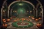 Placeholder: Склеп. Многоуровневое подземелье. Главный зал оформлен как игровое поле с огромной рулеткой на полу, тыквами с зелёным пламенем и жуткими декорациями, смешивающими атрибутику Хэллоуина и Рождества. Стиль Тима Бертона