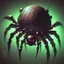 Placeholder: Digital, high quality illustration of spider baby, spider with baby sharp fangs, arachnia art, exaggerated, creepy cute aesthetic, absurdist, craig mullins, vintahe cartoon, airbrush fade, 80s airbrush artwork style, bright caolored retro ... pixel art 16bit retro style .., gothic spider art, creature feature