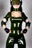 Placeholder: Russian military girls. Army green surfaces body, latex. skin is golden hard plastic material. Cyber-punk head. Metallic headphones and speakers on ears, Old-fashioned cameras integrated to head. Perfect body, thick thighs and calves. simple face. Wide hip, skirt bleats nicely. Asa Akira. Partly symmetrical. Straitjacket. Rusty and decayed background. Steam-plunge air-bottles. Euclidean 3D-tiling walls. 5th dimensional surface structures. Oppressive atmospher