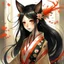 Placeholder: girl kitsune black hair beautiful