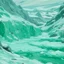 Placeholder: A mint color winter glacier with falling snowflakes painted by Vincent van Gogh