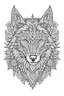 Placeholder: wolf Tattoo coloring book page, white background, Sketch style, only use outline, cartoon style, line art.