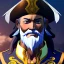 Placeholder: old man pirate,detailed eyes, disturbed expression.intricate detaile,thnically accurate face, intricate head dress,detailed 1800 pirate suite, detailed hair, detailed feathers, use dynamic palette, accurate proportions, high contrast black smokey bokeh background.korra character style.