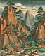 Placeholder: Brown giant mountains designed in Ica stones painted by Utagawa Hiroshige