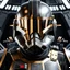 Placeholder: star wars bald male corellian pilot wearing dark gunmetal grey and black First Order special forces TIE pilot armored flightsuit and helmet with gold trim inside the jedi temple, centered head and shoulders portrait, hyperdetailed, dynamic lighting, hyperdetailed background, 8k resolution, volumetric lighting, light skin, fully symmetric details