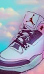 Placeholder: Jordan 3 sneaker in sky. Pink clouds.