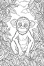 Placeholder: Children illustration monkey coloring book cover with color