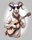 Placeholder: Funny and stylish goat wearing sunglasses and playing guitar illustration, white background, no shadows and clear and well outlined