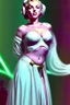 Placeholder: [vaporwave, Marilyn Monroe] Marilyn Monroe, in princess Leia's slave costume of the Return of the Jedi, close to Jabba the Hutt.