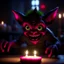 Placeholder: cute demon from the movie "insidious", wild goblin birthday party on stonebridge background , motion blur, 8k, downlight, soft light, depth of field, photorealism, trending on art station, lotsa detail