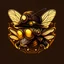 Placeholder: logo profile bee flying wearing steampunk googles and hat, flat cartoon style dark background