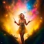 Placeholder: book cover illustration, samantha fox hippie pixie hovering in the underground grove sparkling light confetti, in the style of dali, 8k, down-light, soft light, depth of field, photo realism, trending on art station, high detail, smoke and fog