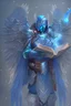 Placeholder: a person in runic armor with blue wings and spell book