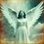 Placeholder: appearing angel [vintage style noisy scratches glitches, Shot the texture and then rewound the film and double exposed from a 1970 B series movie]