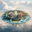 Placeholder: in summer,in spring,sky,sun,masterpiece,best quality,((futurism)),available light,moody lighting,castle,waterpark,city,ferris wheel,art gallery,museum,cyberpunk, Statue of Liberty in the center, panoramic, Statue of Liberty in the center