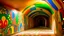 Placeholder: A beige underground granite mine covered in rainbow paint designed in German folk art painted by Henri Matisse