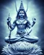 Placeholder: tribal lord shiva meditating in the air, ultra realistic photo, blue colour, high key lighting, volumetric light high details psychedelic background