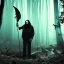 Placeholder: Rotting Christ in a dark forest with a moon