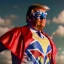 Placeholder: realistic image of donald trump as a mexican wrestling fighter posing outdoors, Mexican eyes wrestling mask, red and blue breeches, flag cape, retro style, 80s, vibrant color, highly detailed, sky background, concept art, unreal engine 5, god rays, ray tracing, RTX, lumen lighting, ultra detail, volumetric lighting, 3d, finely drawn, high definition, high resolution.