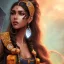 Placeholder: fantasy setting, heroic medieval fantasy, woman, dark skin, Indian, 20 years old, magician, warrior, hourglass body shape, bicolor hair, muscular, cinematic, insanely detailed, Arabian style, half-hawk, short hair, medieval