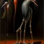 Placeholder: sepsis metaphoric image with very long legs, failing the biomorphic Ibis inquisition, surreal, sinister, profound, dramatic, oil painting, fantastical, by Ray Johnson and Duy Hunyh