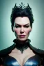 Placeholder: Lena Headay as evil queen in black leather, busty, cleavage, voluptuous, Aqua Lene, angry, stern look. character design by cory loftis, fenghua zhong, ryohei hase, ismail inceoglu and ruan jia. unreal engine 5, artistic lighting, highly detailed, photorealistic, fantasy