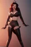 Placeholder: Rita Hayworth as evil queen in black leather, busty, cleavage, curvy, angry, stern look. character design by cory loftis, fenghua zhong, ryohei hase, ismail inceoglu and ruan jia. unreal engine 5, artistic lighting, highly detailed, photorealistic, fantasy