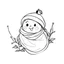 Placeholder: A black and white cute drawing of Christmas CARD, only outline, white background,for kids