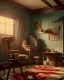 Placeholder: Room scene, Wes Anderson style, alligator, concept art, smooth, unreal engine 5, god lights, ray tracing, RTX, lumen lighting, ultra detail, volumetric lighting, 3d.