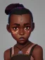 Placeholder: Portrait of a special chocolate skinned girl witch toddler with bushy hair