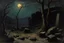 Placeholder: night, rocks, mountains, dry trees, gothic horror films influence, henry luyten and auguste oleffe impressionism paintings
