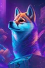Placeholder: Box shiba inu,psychedelic, vibrant color scheme, highly detailed, sharp, romanticism, cinematic, concept art, 4k, 8k, trending on art station, purple and blue tones