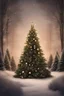 Placeholder: An idyllic image of a Christmas tree in a romantic style, focusing on the beauty of nature and warm, black and green colors