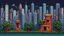 Placeholder: city scary ruined world,, 2d pixel art
