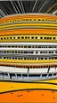 Placeholder: An orange colored fighters' coliseum painted by Roy Lichtenstein