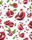 Placeholder: pomegranate seeds are scattered on a white background