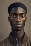 Placeholder: a black man that are very lean with brown eyes and simple clothes