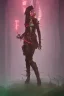 Placeholder: steampunk elf in a neon dystopian forest