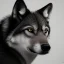 Placeholder: Ultra realistic cg rendering of Jet black wolf with gold eyes