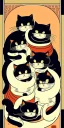 Placeholder:  a group of cats that are on top of each other, a poster by Nōami, ukiyo-e, anime aesthetic, minimalist.