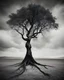 Placeholder: Conceptual photo, art photo, illusion, fine art, surrealism death, black and white, tree