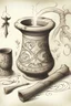 Placeholder: A sketch of a magical mortar & pestle made of bone with elvish runes carved into their sides