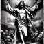 Placeholder: Devil demon satan king knights war code prophecy black and white jesus