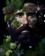 Placeholder: A close-up portrait of a man with a beard made of living plants, flowers, and moss, representing the harmonious connection between humans and nature.