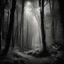 Placeholder: A hyperrealistic photograph of a forest amidst a deep dark black and white blurred brush strokes. The tree's intricate details are captured in exquisite detail, showcasing the beauty of nature. The contemplative and serene atmosphere of the scene is enhanced by the film-like quality of the 35mm photograph, with a granular texture adding depth and warmth.