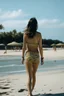 Placeholder: woman in a bikini walking