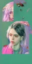 Placeholder: Billie Eilish, in full growth, photorealistic illustration, 4k